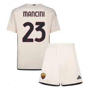 AS Roma Gianluca Mancini #23 Bortaställ Barn 2023-24 Kortärmad (+ Korta byxor)
